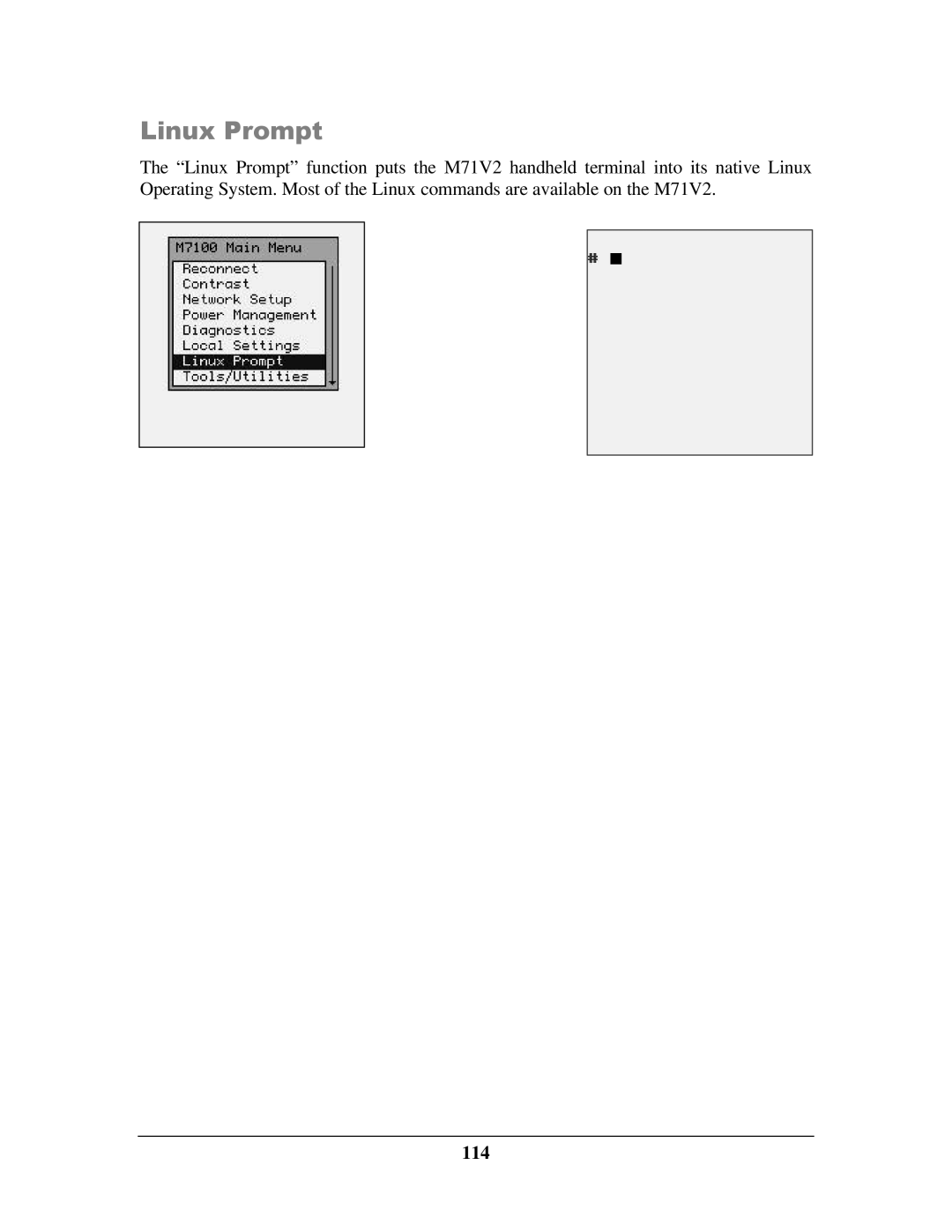 IBM M71V2 manual Linux Prompt, 114 