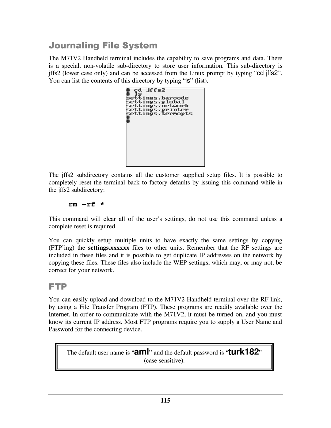 IBM M71V2 manual Journaling File System, 115 