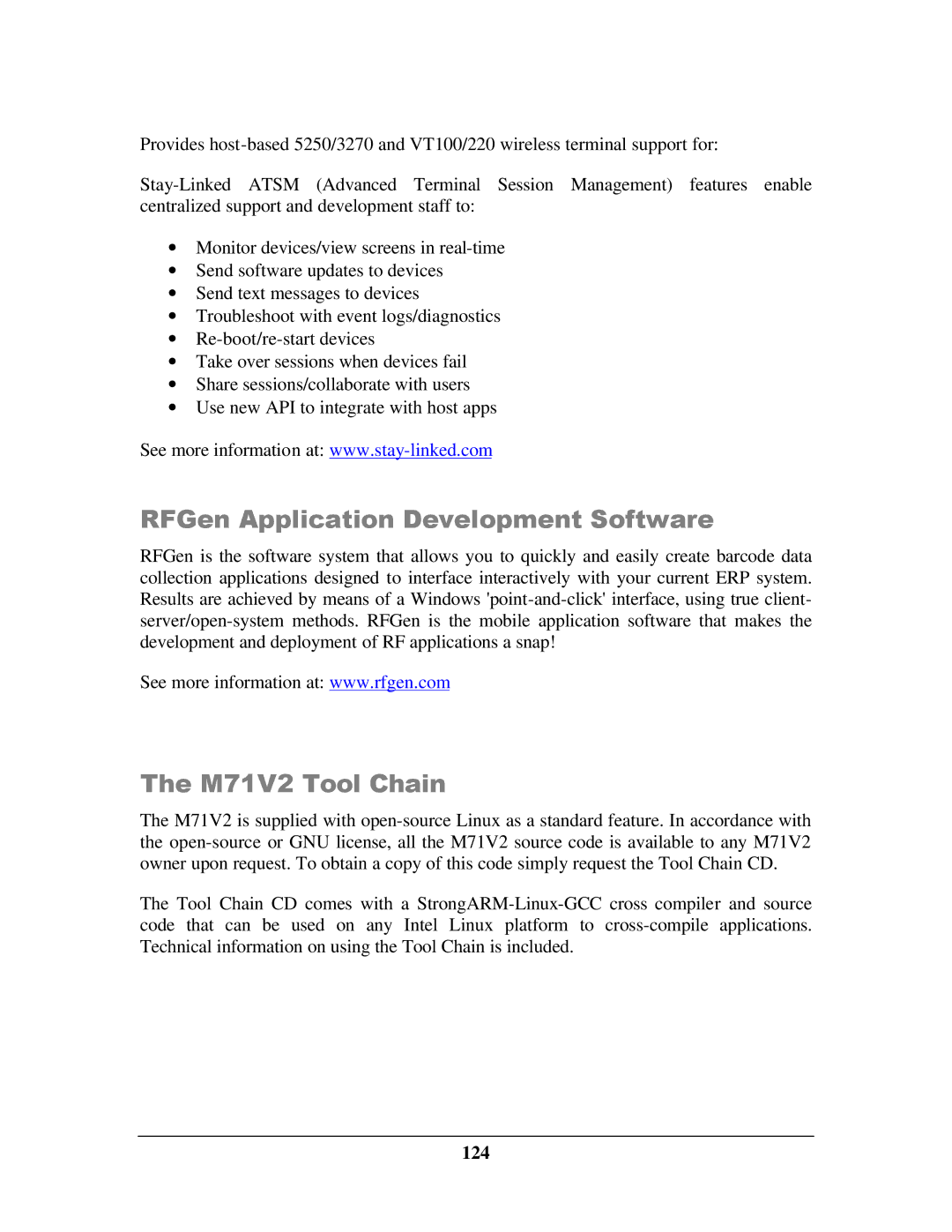 IBM manual RFGen Application Development Software, M71V2 Tool Chain, 124 