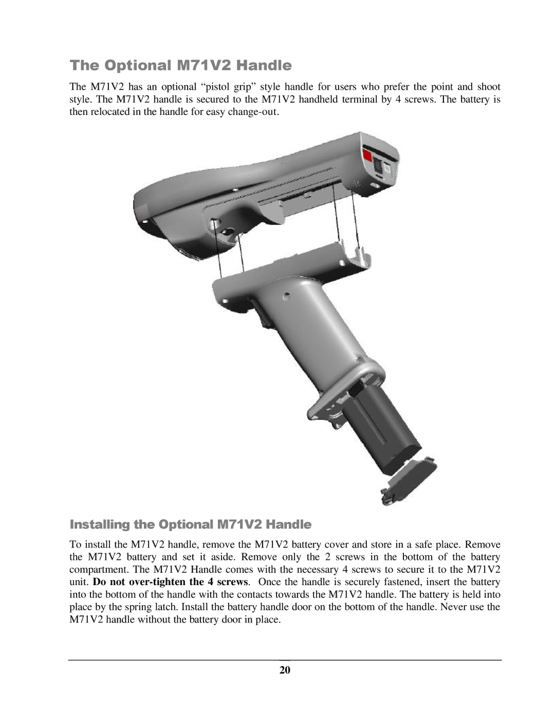 IBM manual Installing the Optional M71V2 Handle 