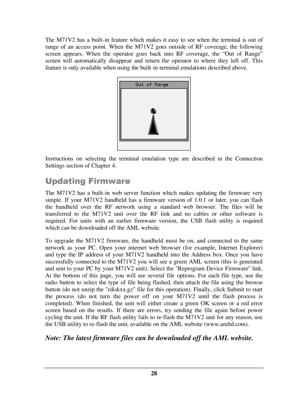 IBM M71V2 manual Updating Firmware 