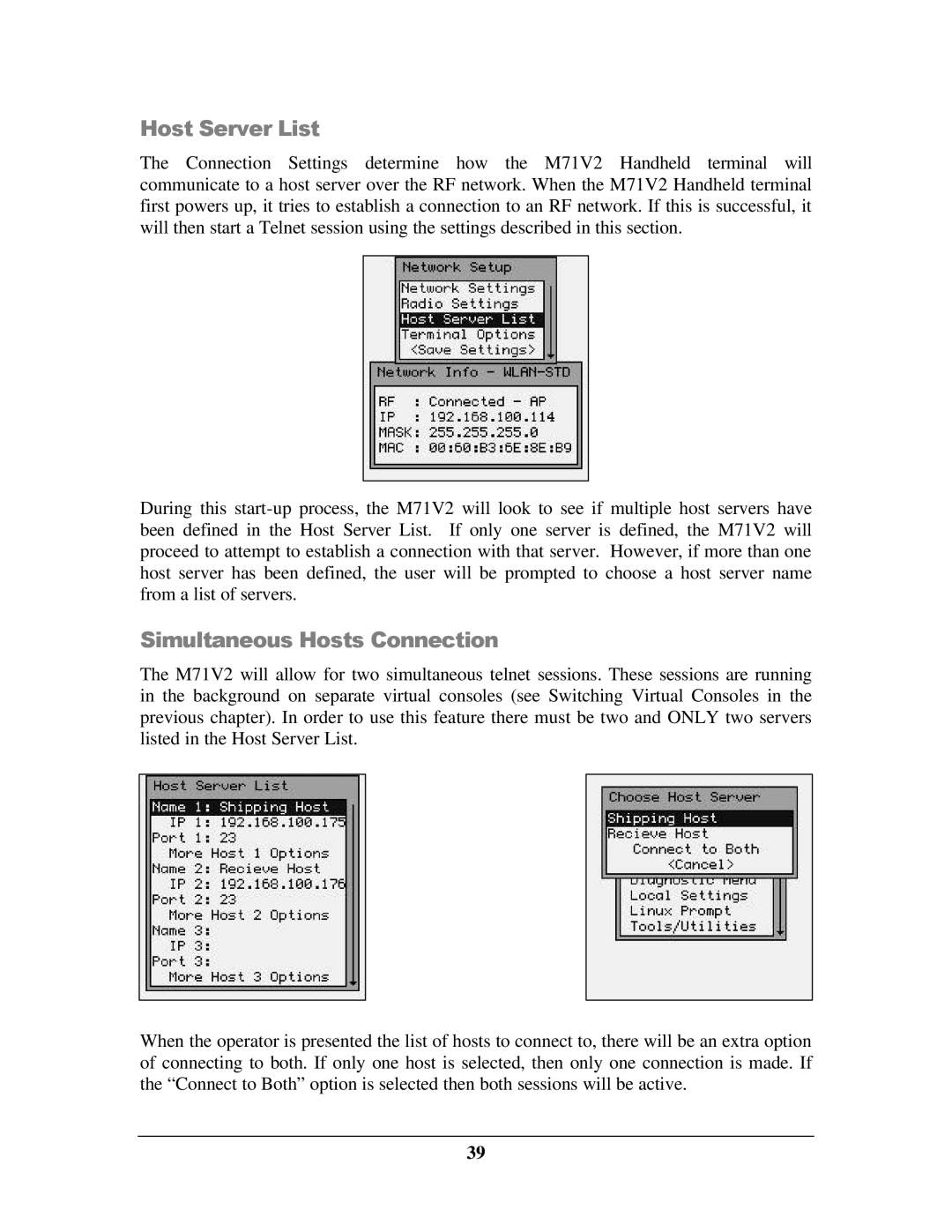 IBM M71V2 manual Host Server List, Simultaneous Hosts Connection 