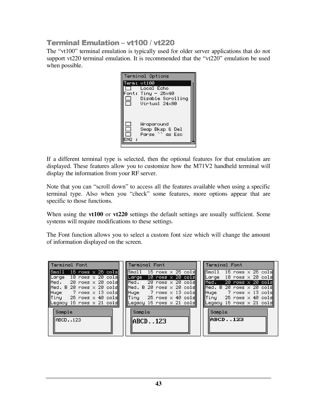 IBM M71V2 manual Terminal Emulation vt100 / vt220 