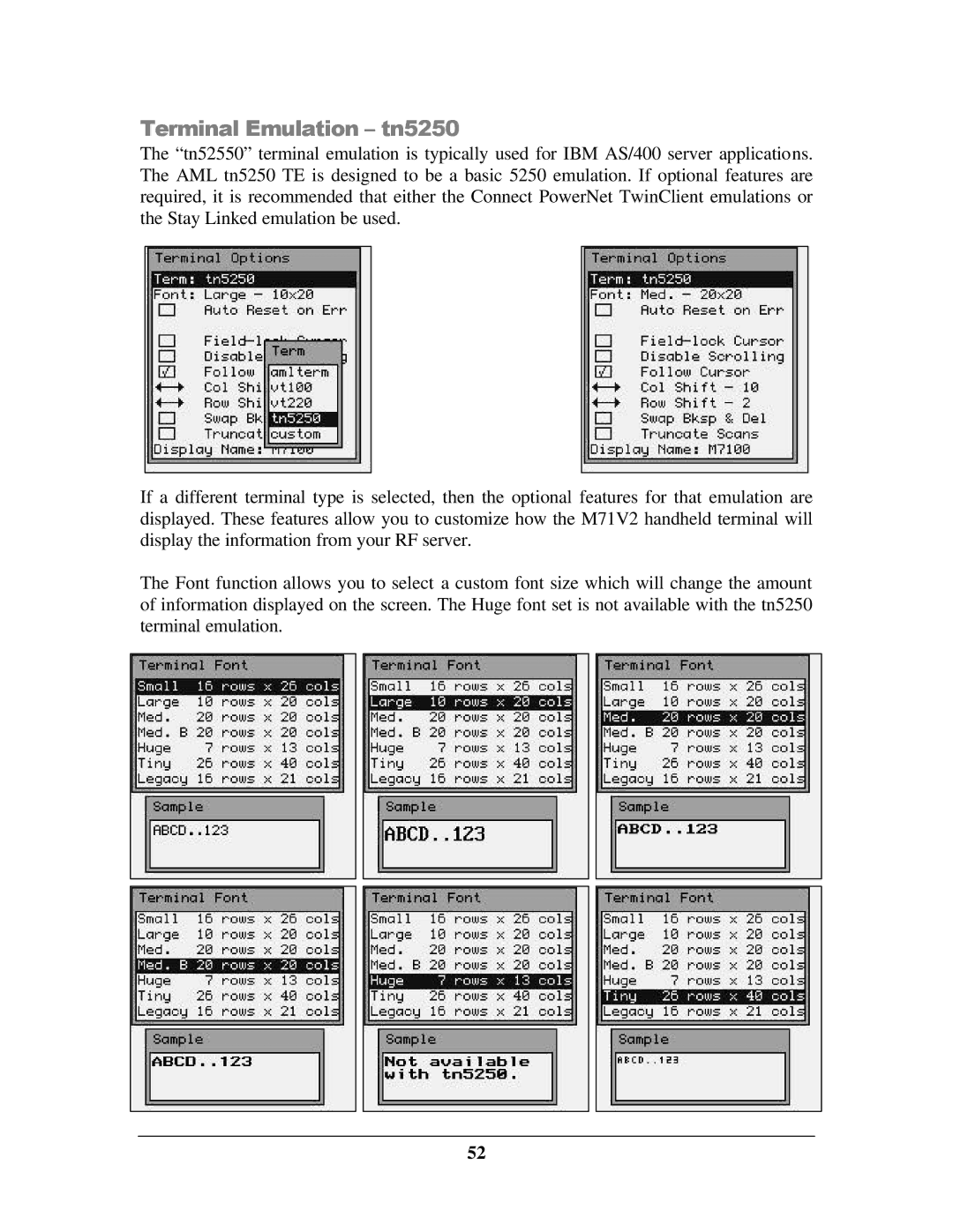 IBM M71V2 manual Terminal Emulation tn5250 