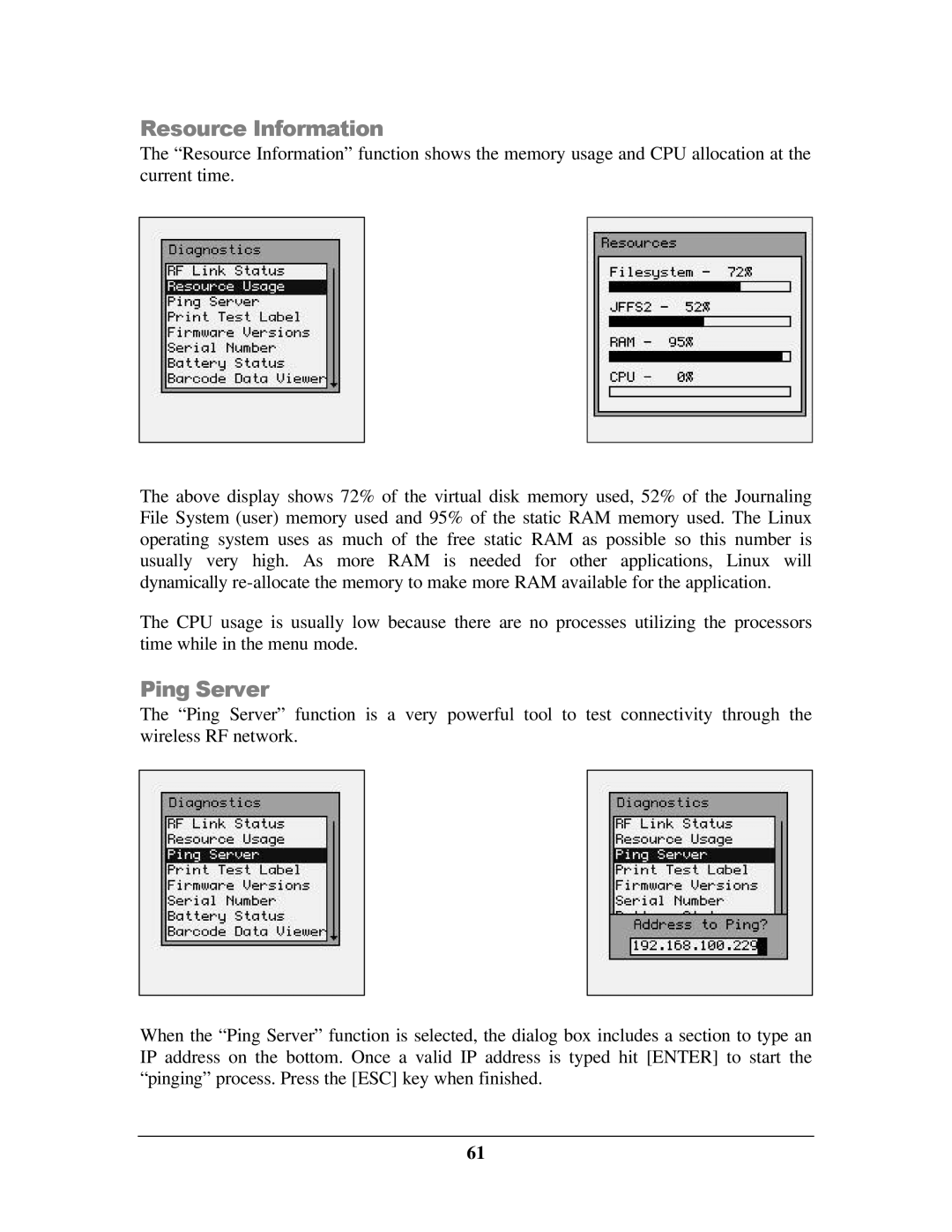 IBM M71V2 manual Resource Information, Ping Server 