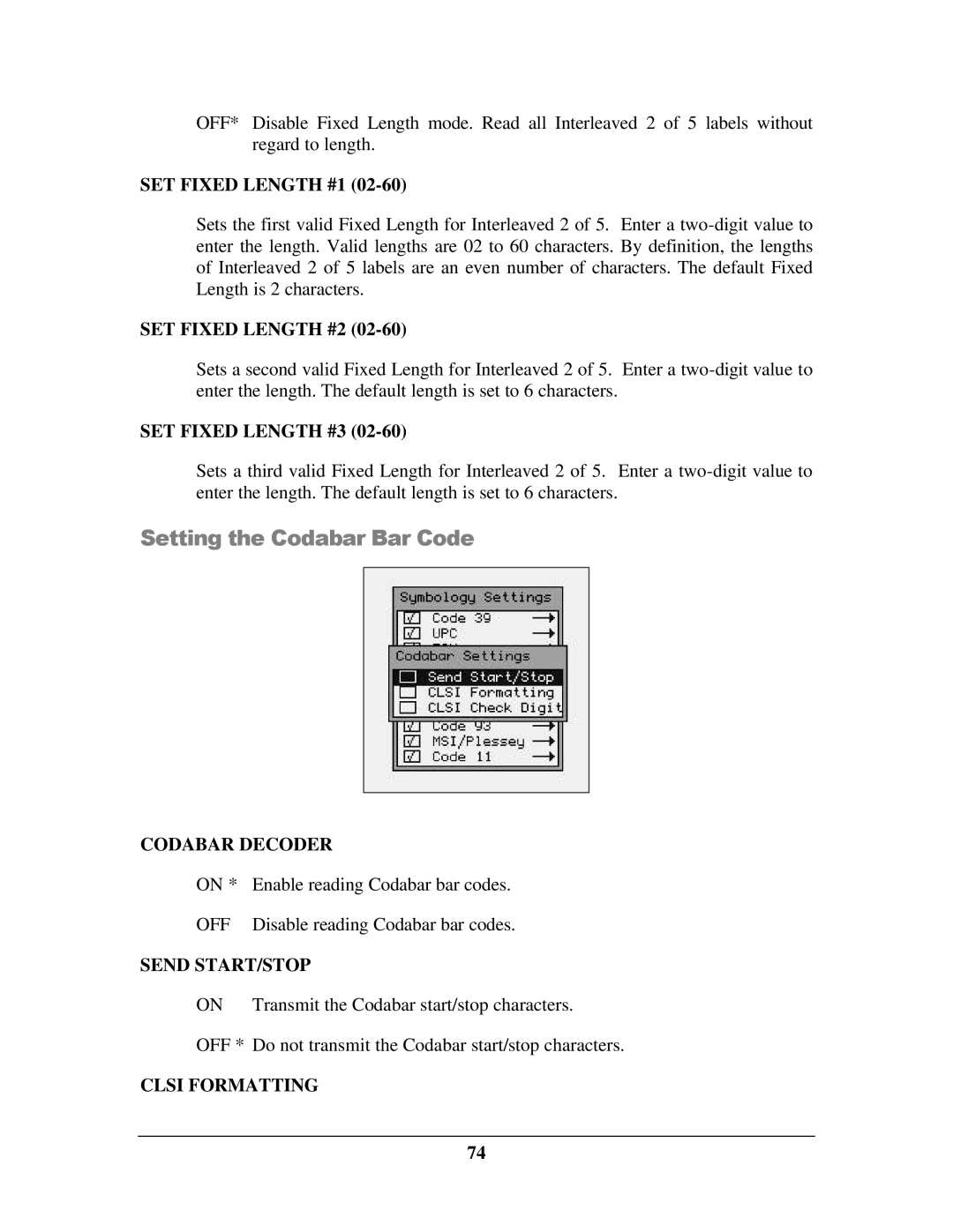 IBM M71V2 manual Setting the Codabar Bar Code 