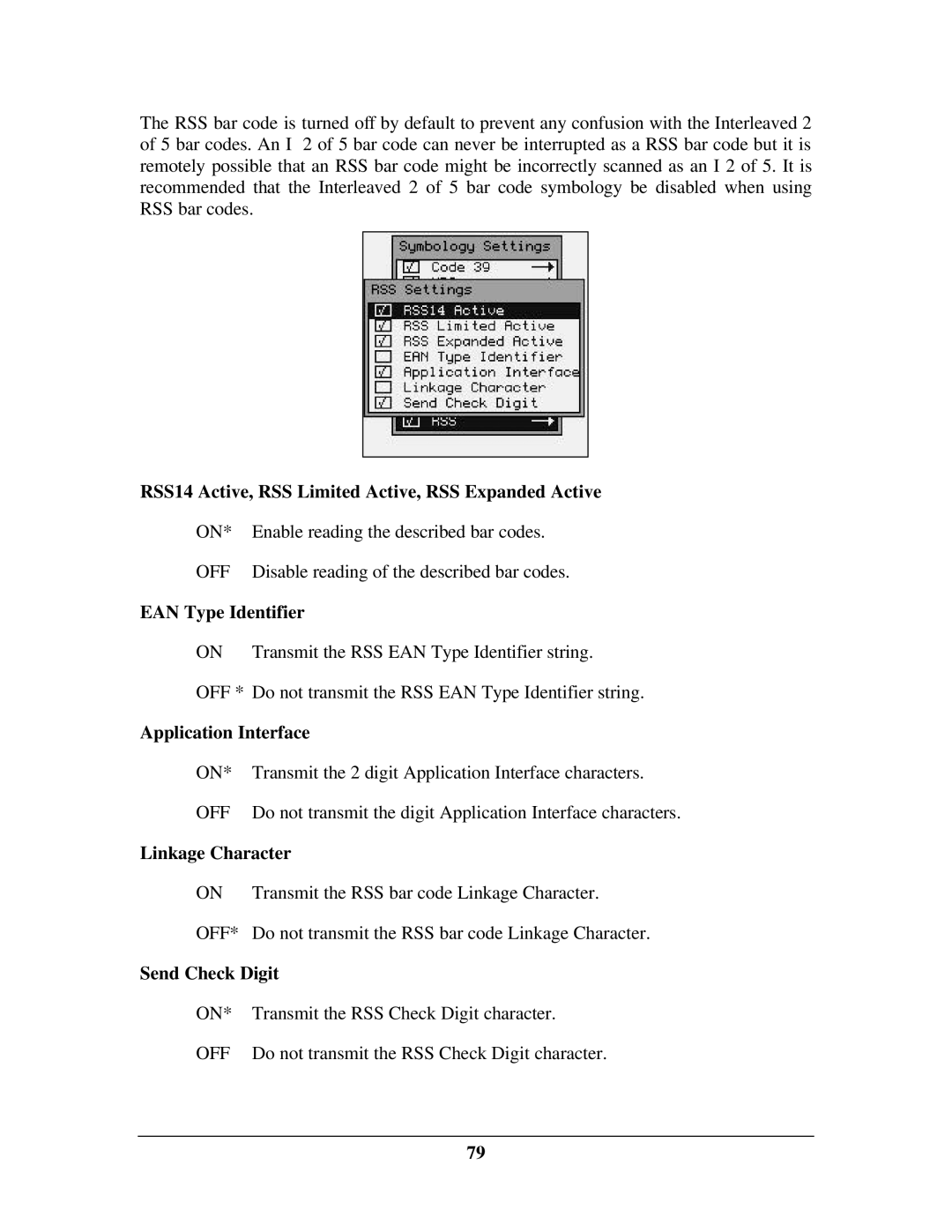 IBM M71V2 manual RSS14 Active, RSS Limited Active, RSS Expanded Active, EAN Type Identifier, Application Interface 