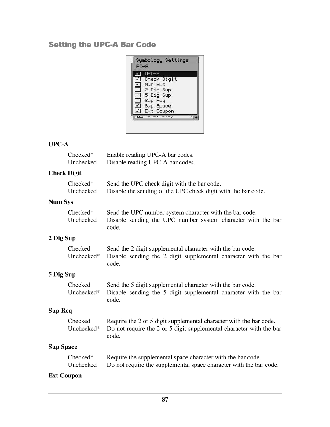 IBM M71V2 manual Setting the UPC-A Bar Code, Upc-A 