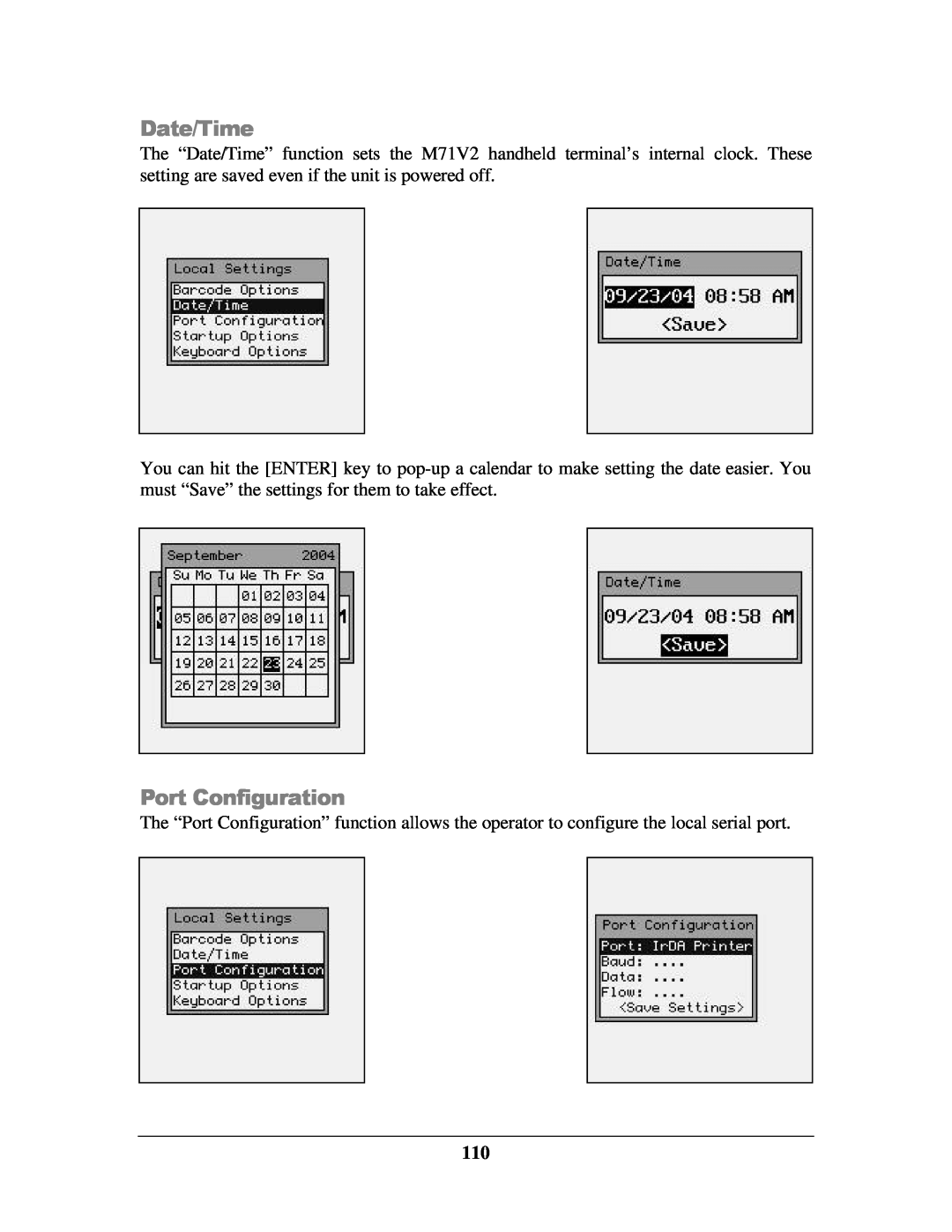 IBM M71V2 manual Date/Time, Port Configuration 