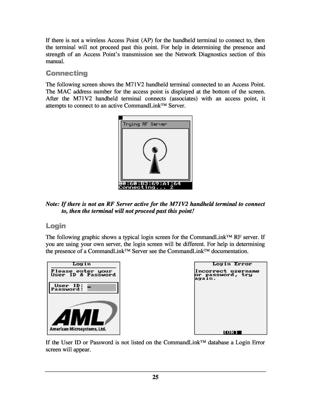 IBM M71V2 manual Connecting, Login 
