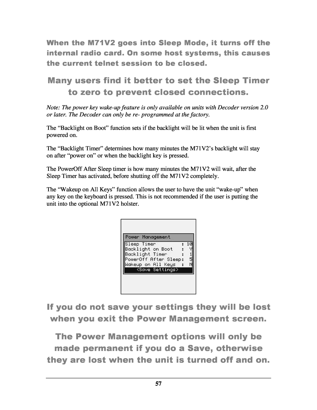IBM M71V2 manual Many users find it better to set the Sleep Timer, to zero to prevent closed connections 