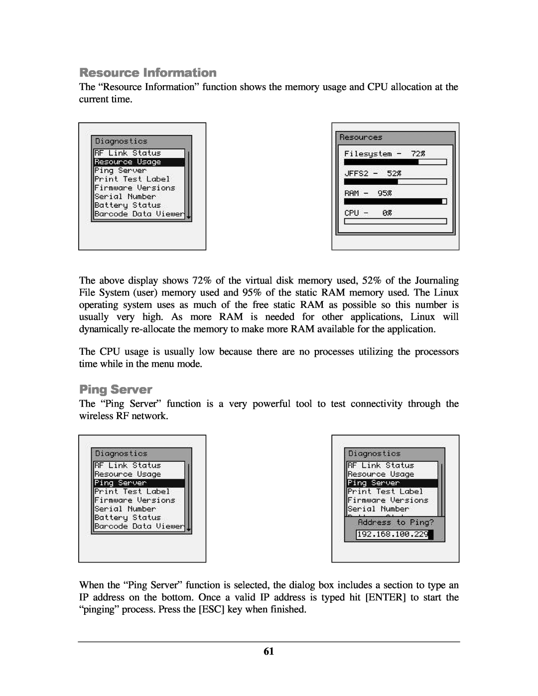IBM M71V2 manual Resource Information, Ping Server 