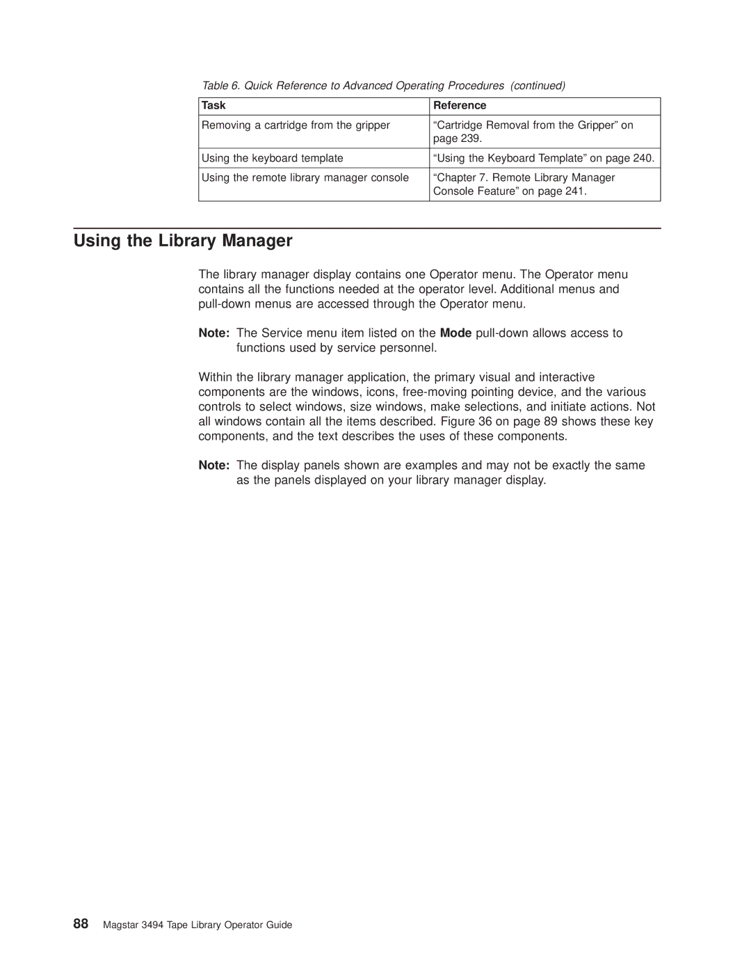 IBM Magstar 3494 manual Using the Library Manager, Task Reference 