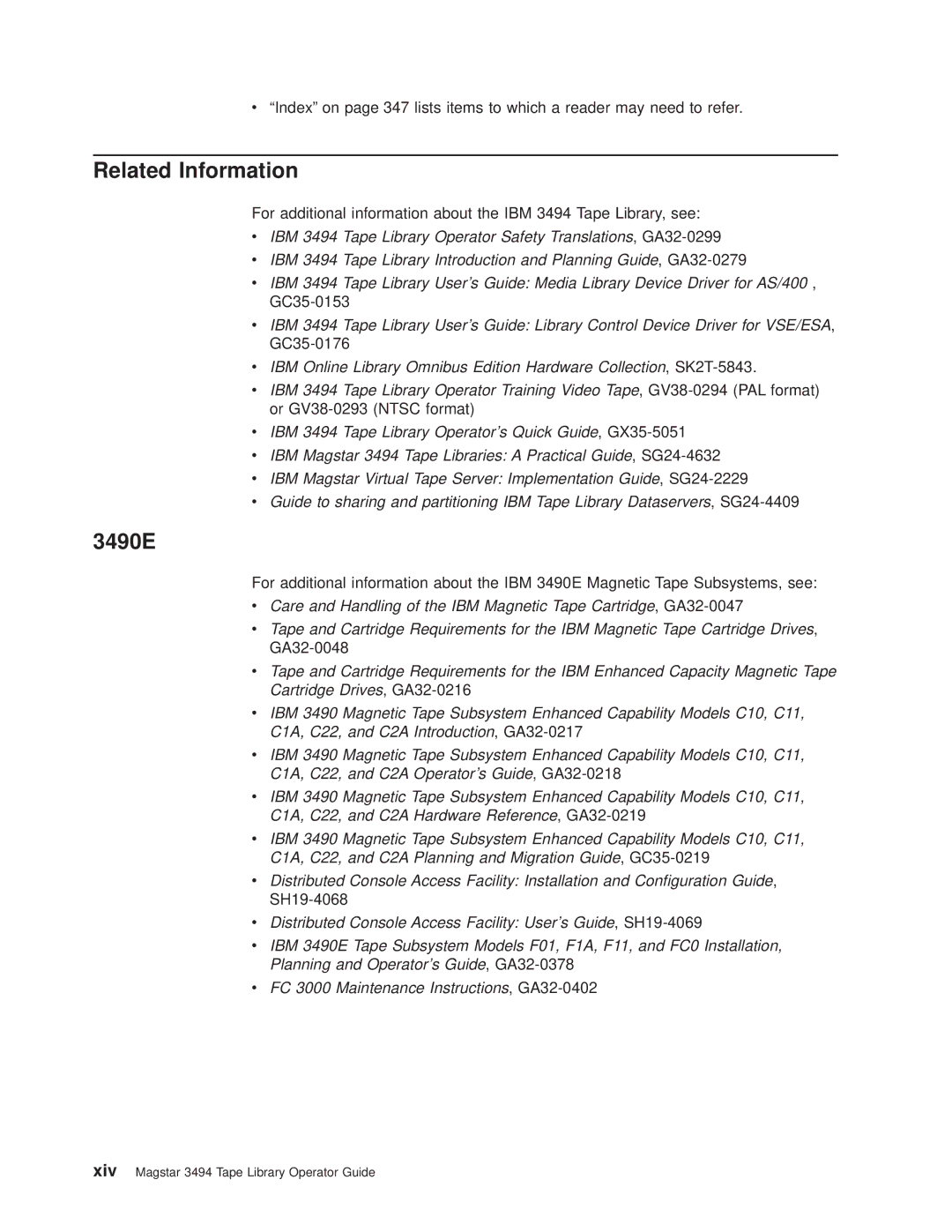 IBM Magstar 3494 manual Related Information, 3490E 