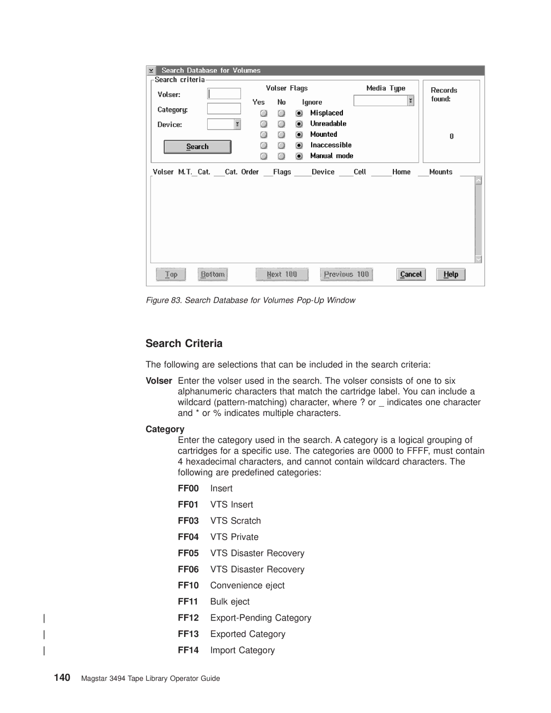 IBM Magstar 3494 manual Search Criteria 