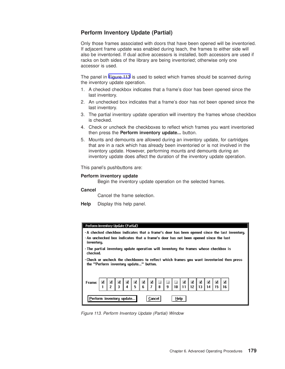 IBM Magstar 3494 manual Perform Inventory Update Partial, Perform inventory update 