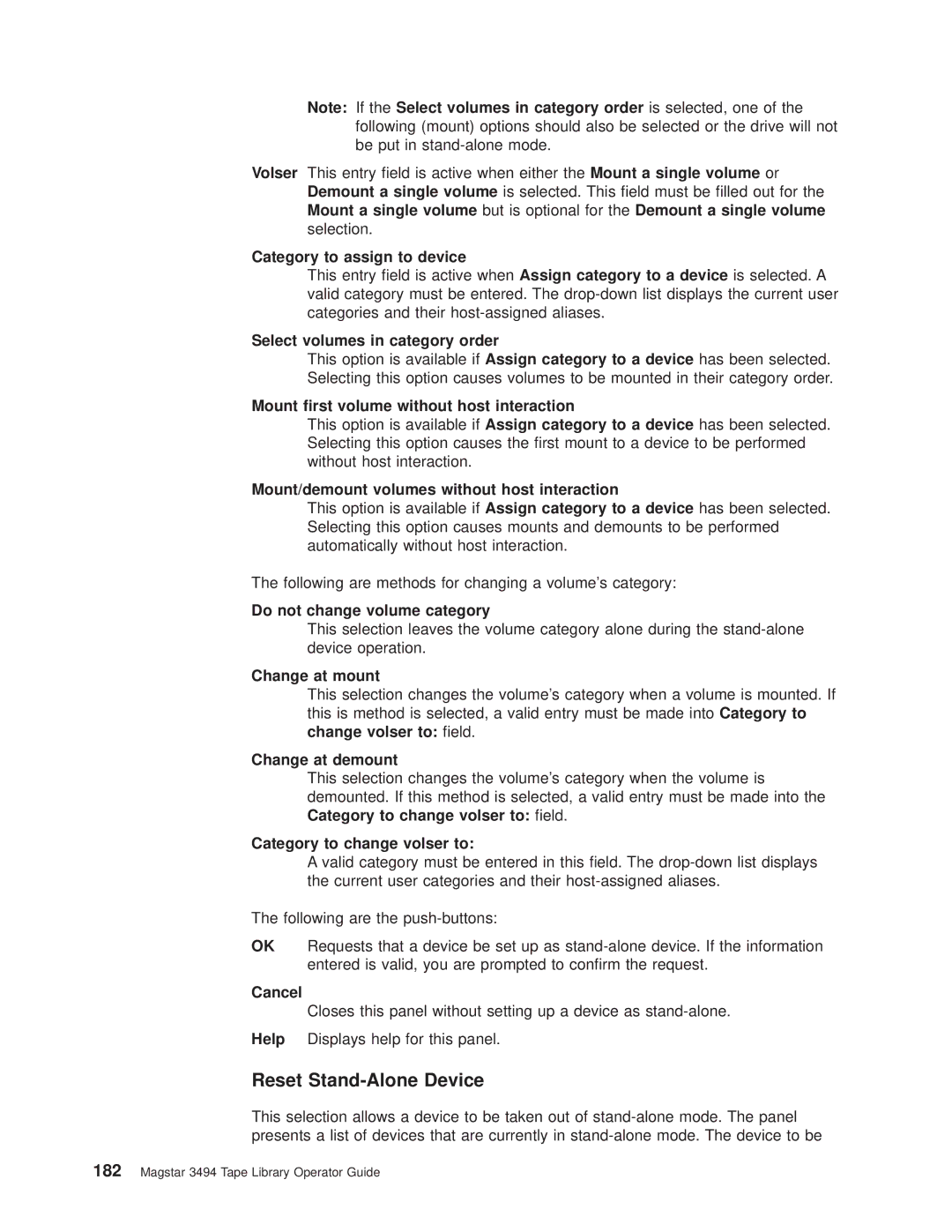 IBM Magstar 3494 manual Reset Stand-Alone Device 