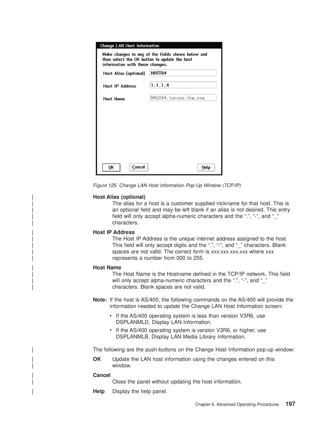 IBM Magstar 3494 manual Change LAN Host Information Pop-Up Window TCP/IP 