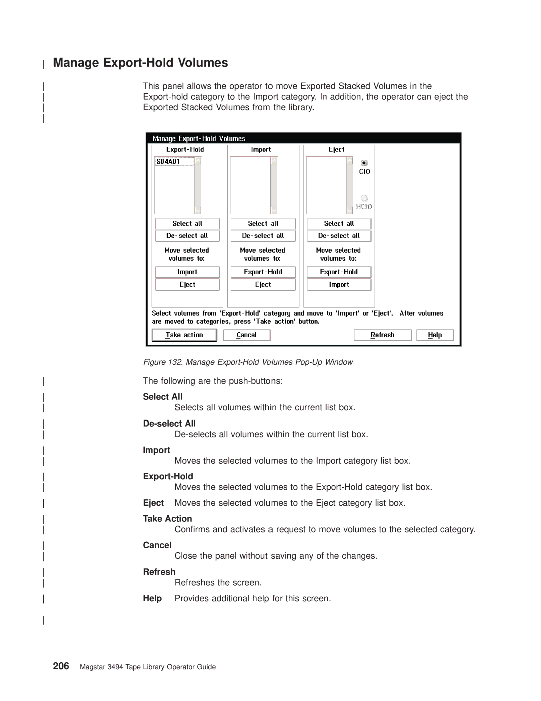 IBM Magstar 3494 manual Manage Export-Hold Volumes 