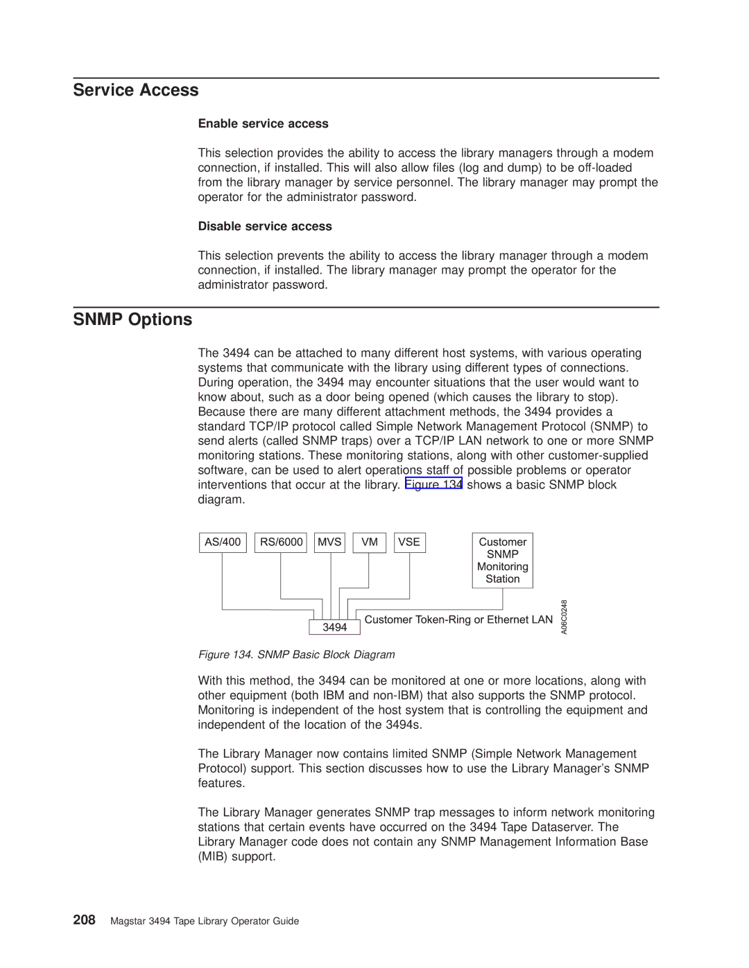 IBM Magstar 3494 manual Service Access, Snmp Options 