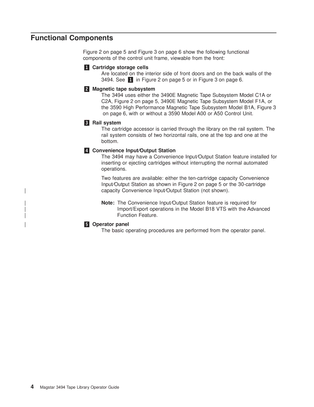 IBM Magstar 3494 manual Functional Components 