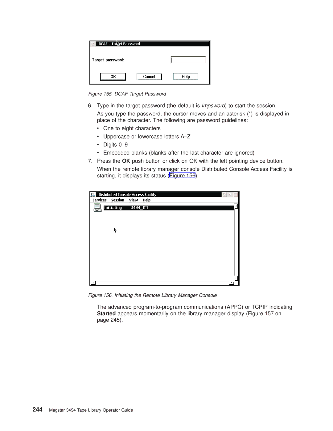 IBM Magstar 3494 manual Dcaf Target Password 