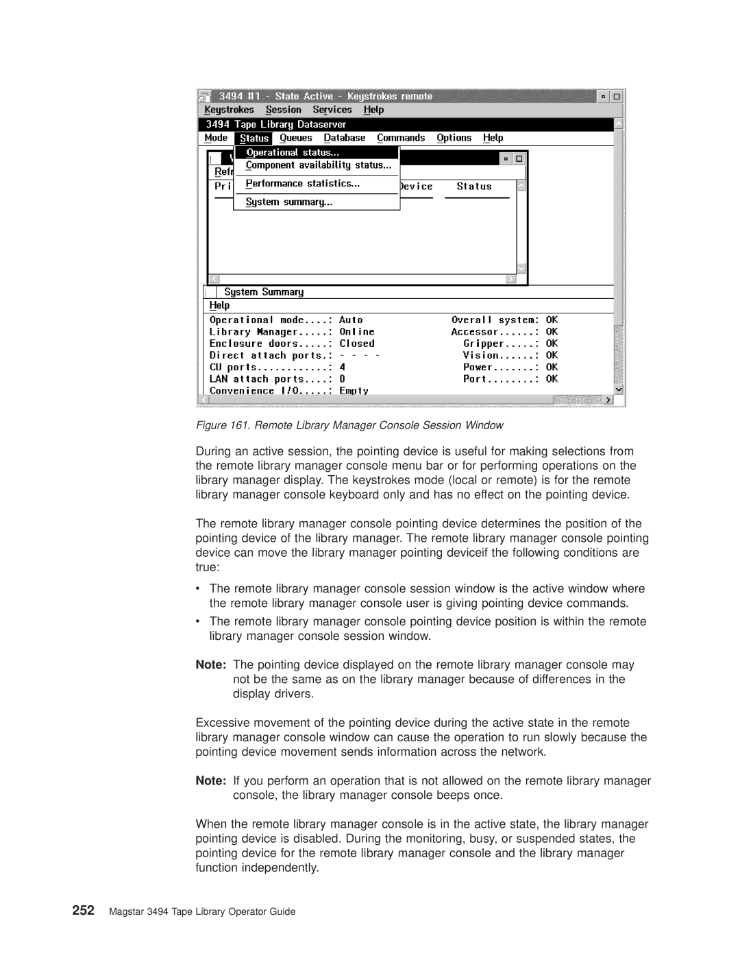 IBM Magstar 3494 manual Remote Library Manager Console Session Window 