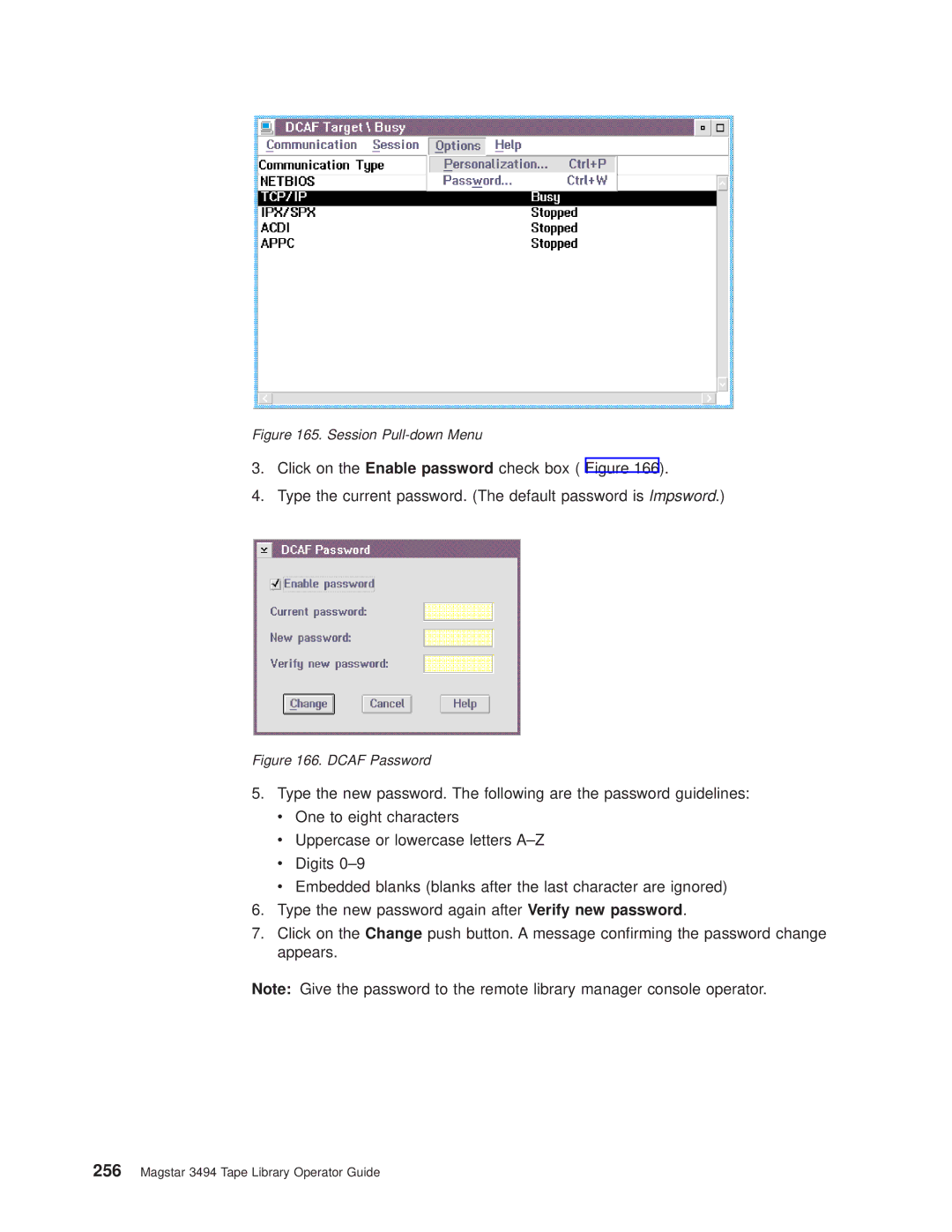 IBM Magstar 3494 manual Session Pull-down Menu 