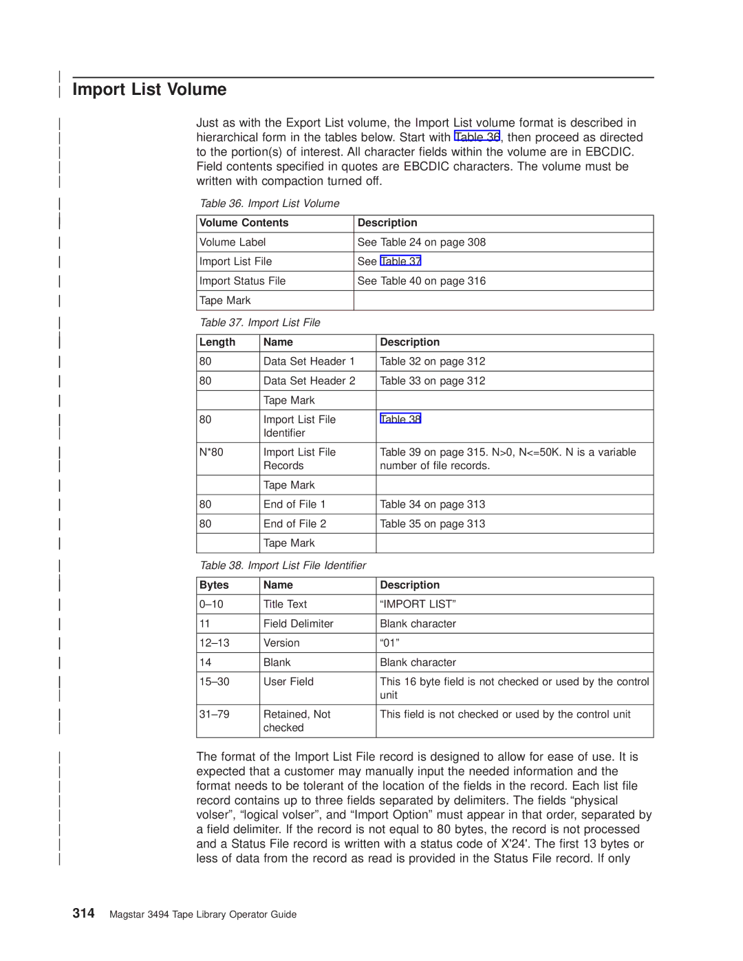 IBM Magstar 3494 manual Import List Volume 