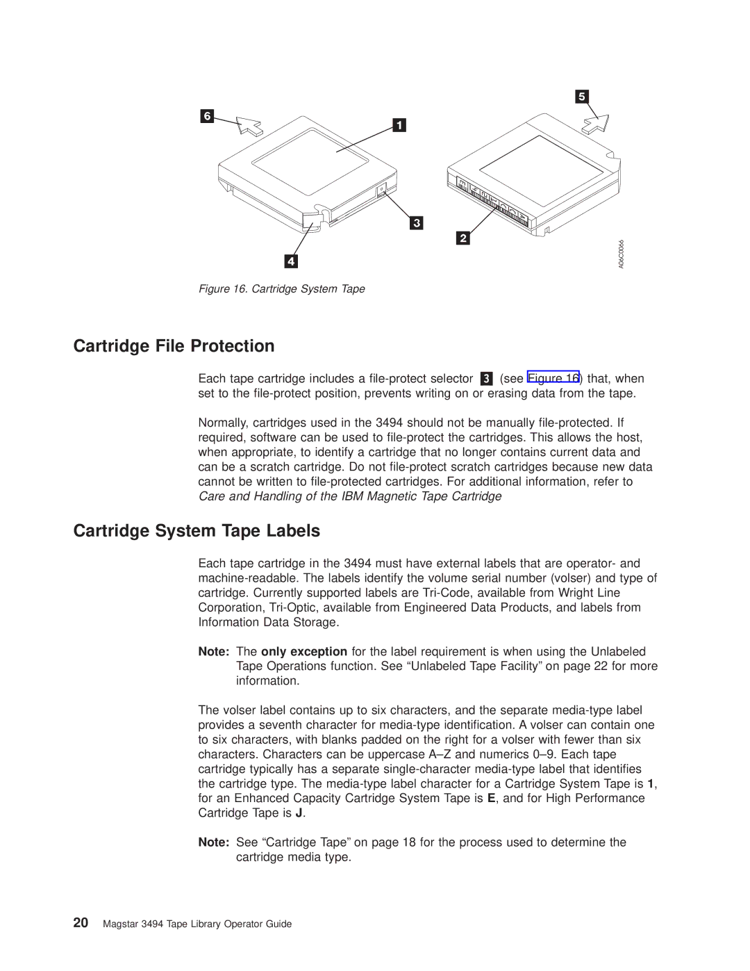 IBM Magstar 3494 manual Cartridge File Protection, Cartridge System Tape Labels 