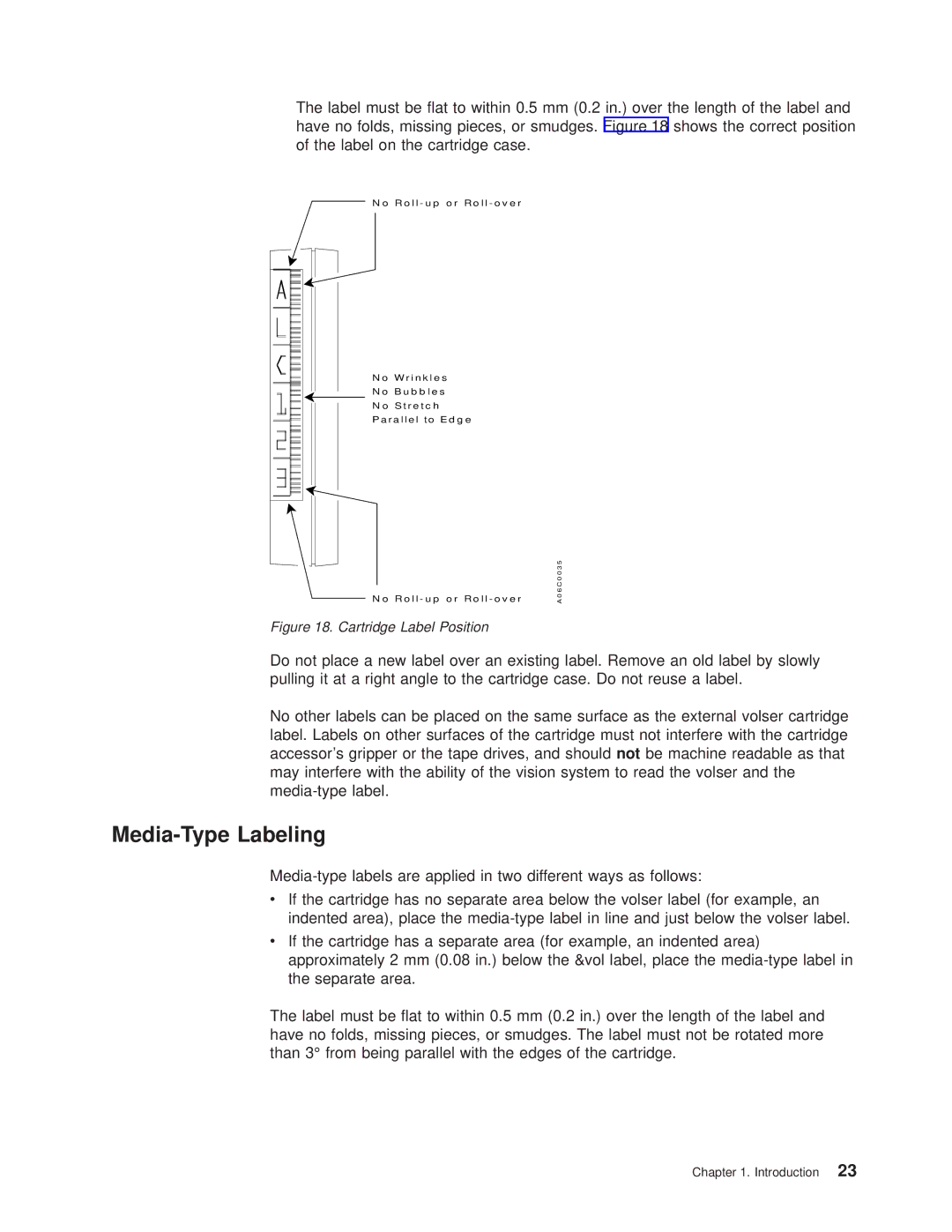 IBM Magstar 3494 manual Media-Type Labeling, Cartridge Label Position 