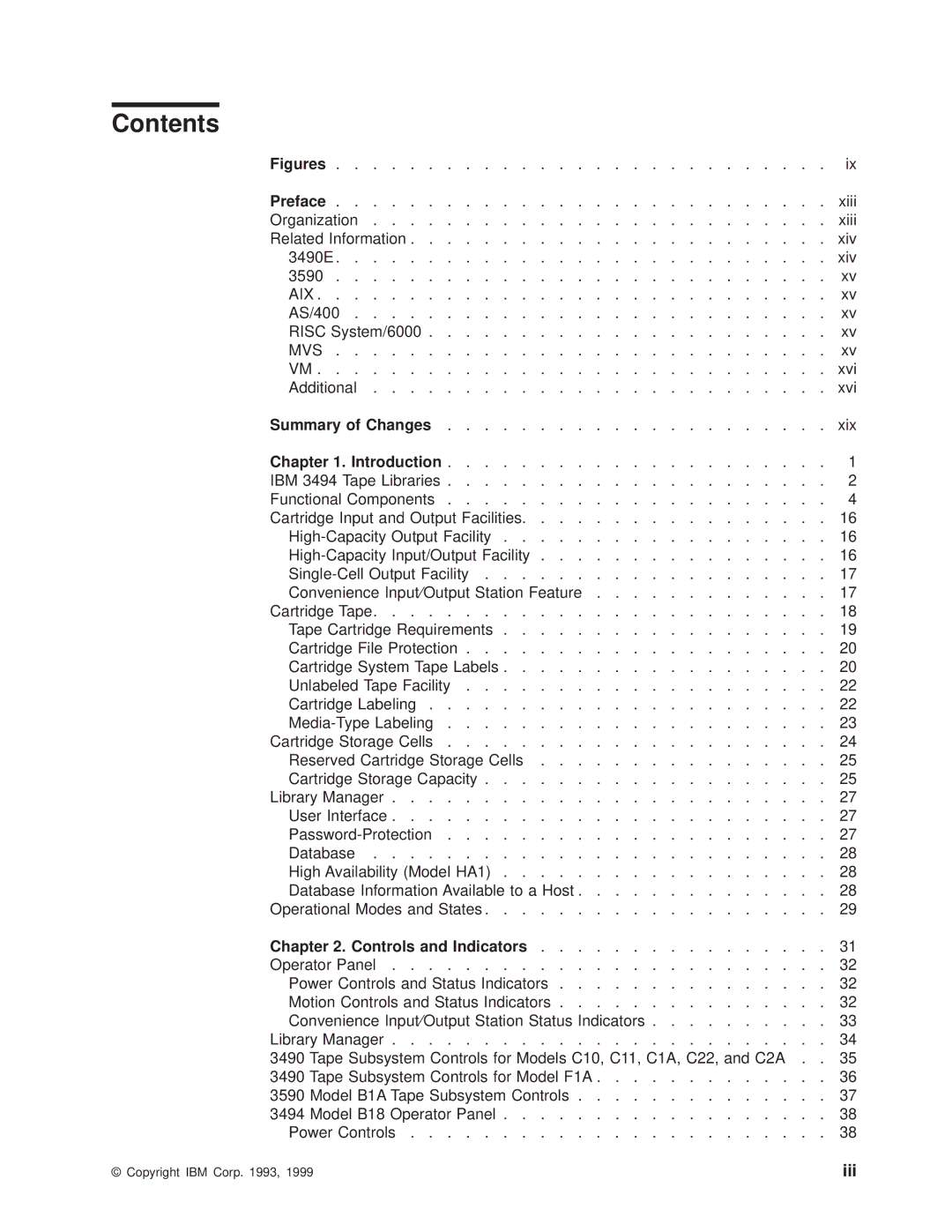 IBM Magstar 3494 manual Contents 