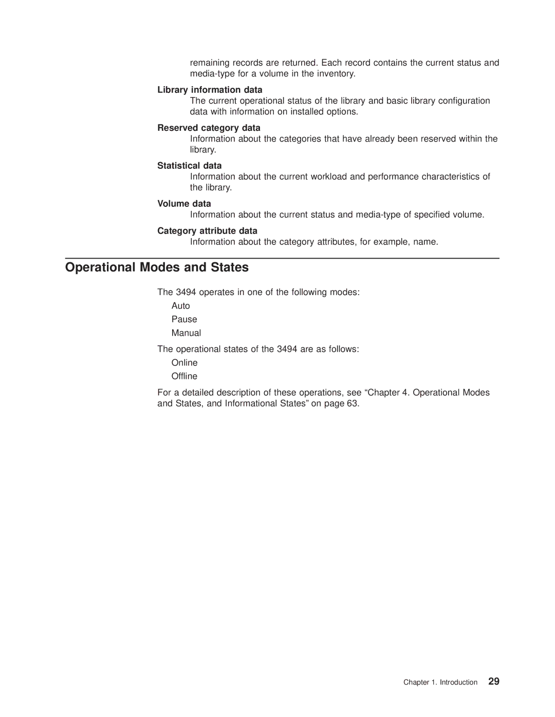 IBM Magstar 3494 manual Operational Modes and States 