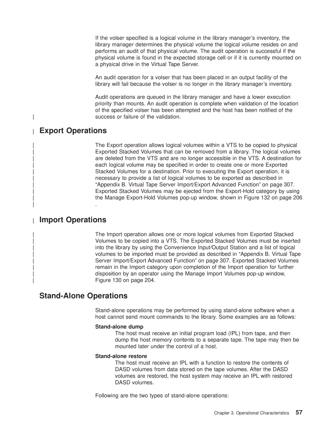 IBM Magstar 3494 manual Export Operations, Import Operations, Stand-Alone Operations, Stand-alone dump, Stand-alone restore 