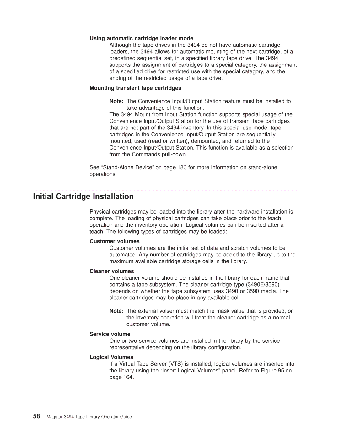 IBM Magstar 3494 manual Initial Cartridge Installation 