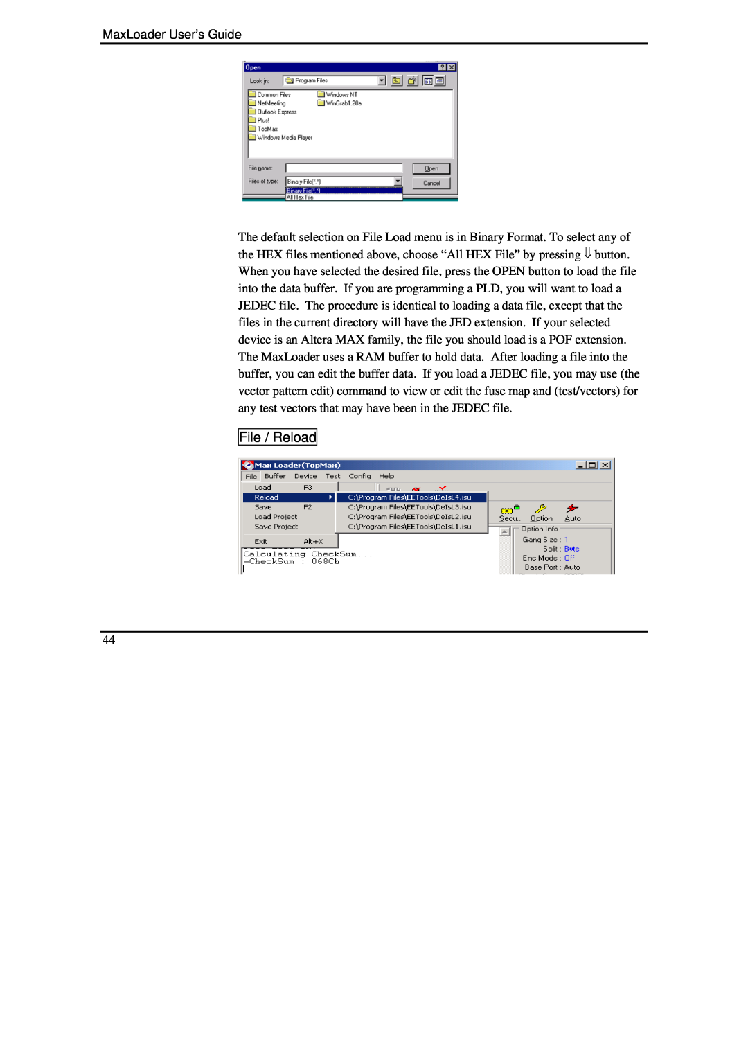 IBM MaxLoader manual File / Reload 