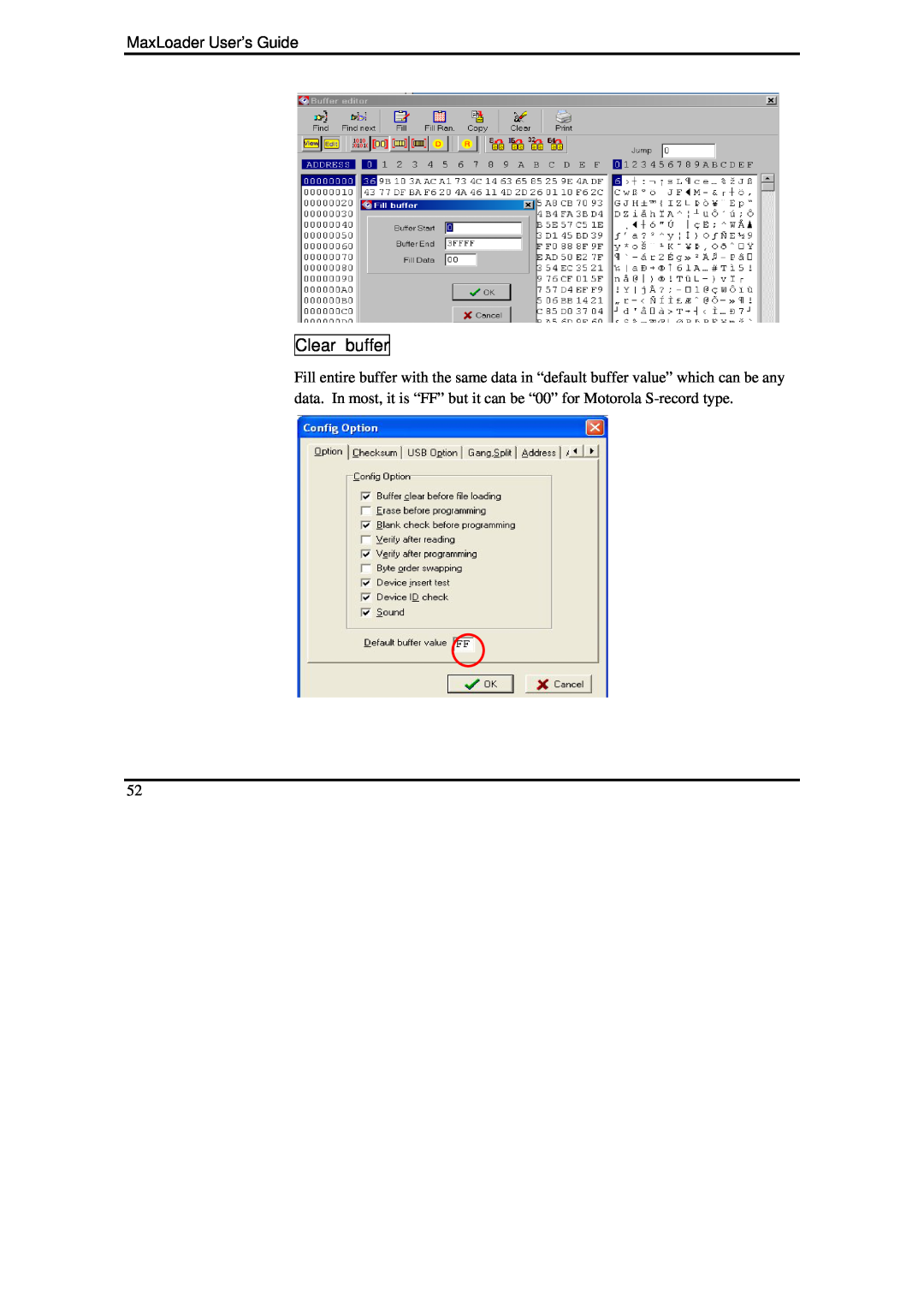 IBM manual Clear buffer, MaxLoader User’s Guide 