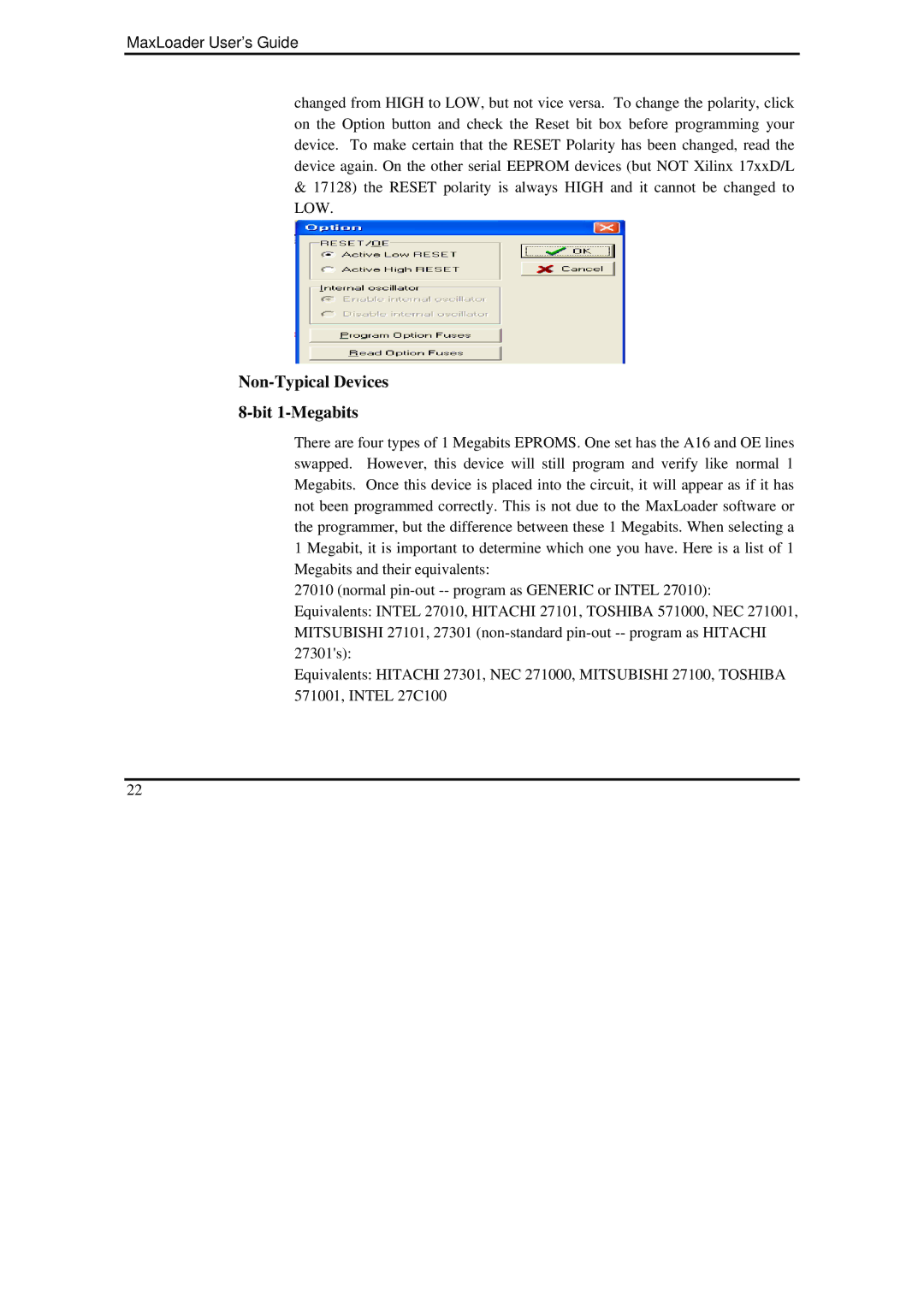 IBM MaxLoader manual Non-Typical Devices 8-bit 1-Megabits 