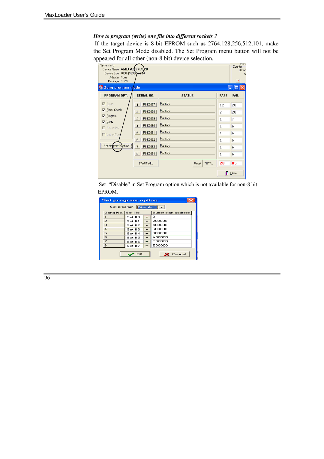 IBM MaxLoader manual How to program write one file into different sockets ? 