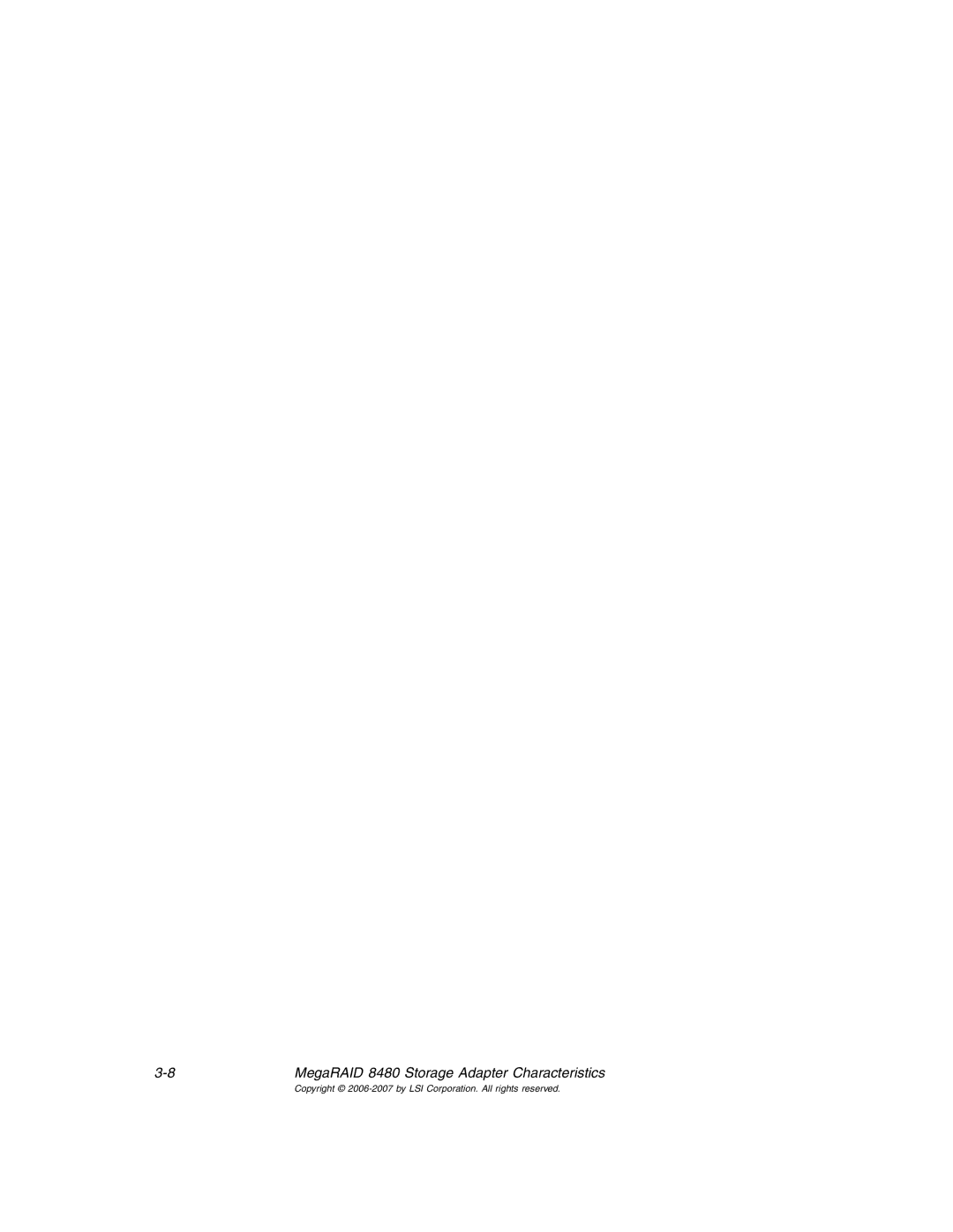 IBM manual MegaRAID 8480 Storage Adapter Characteristics 