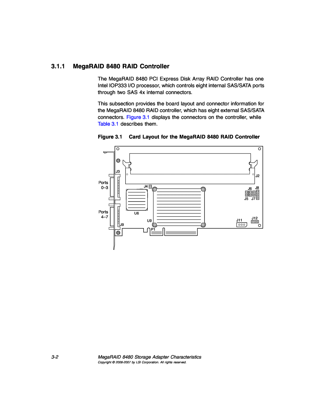 IBM manual 1 Card Layout for the MegaRAID 8480 RAID Controller 