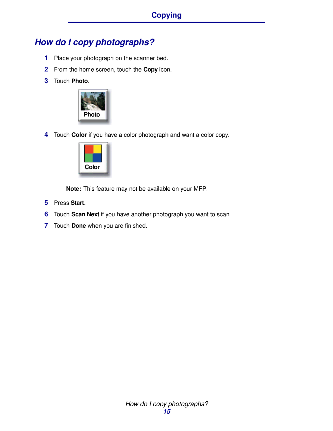 IBM MFP 30, MFP 35 manual How do I copy photographs?, Photo 