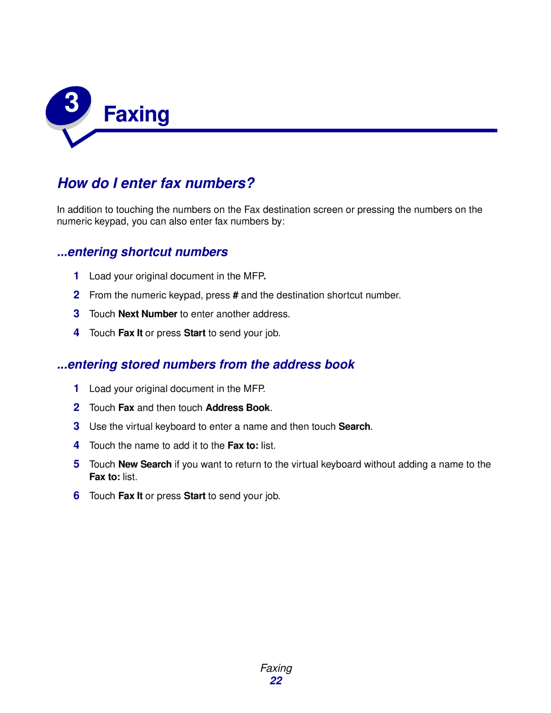 IBM MFP 35, MFP 30 manual Faxing, How do I enter fax numbers? 