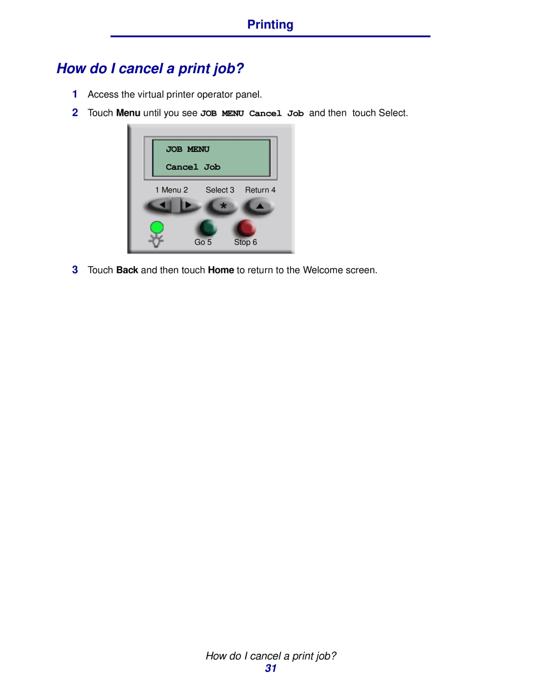 IBM MFP 30, MFP 35 manual How do I cancel a print job? 