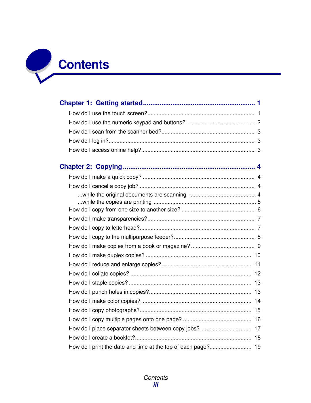 IBM MFP 35, MFP 30 manual Contents 