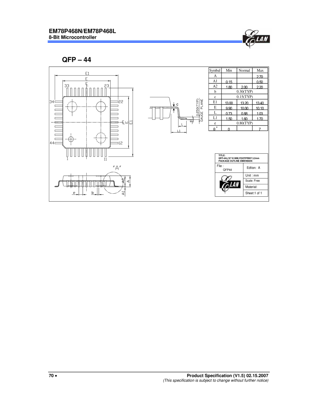 IBM MiEM78P468L, MiEM78P468N manual Min Normal Max 30TYP 15TYP 