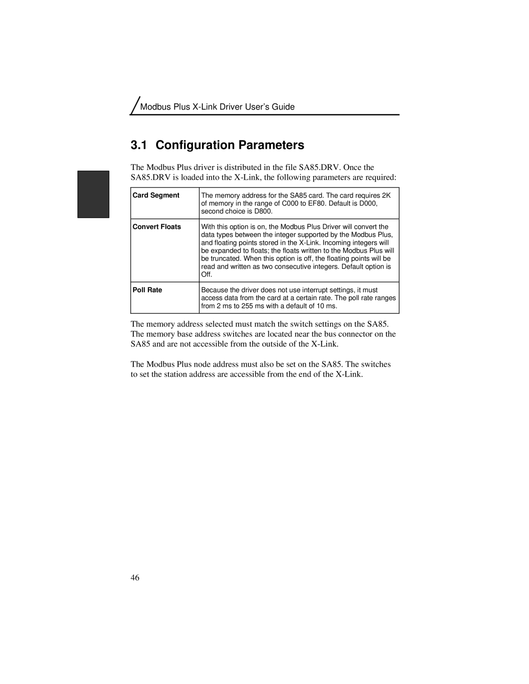 IBM Modbus Plus manual Configuration Parameters, Card Segment 