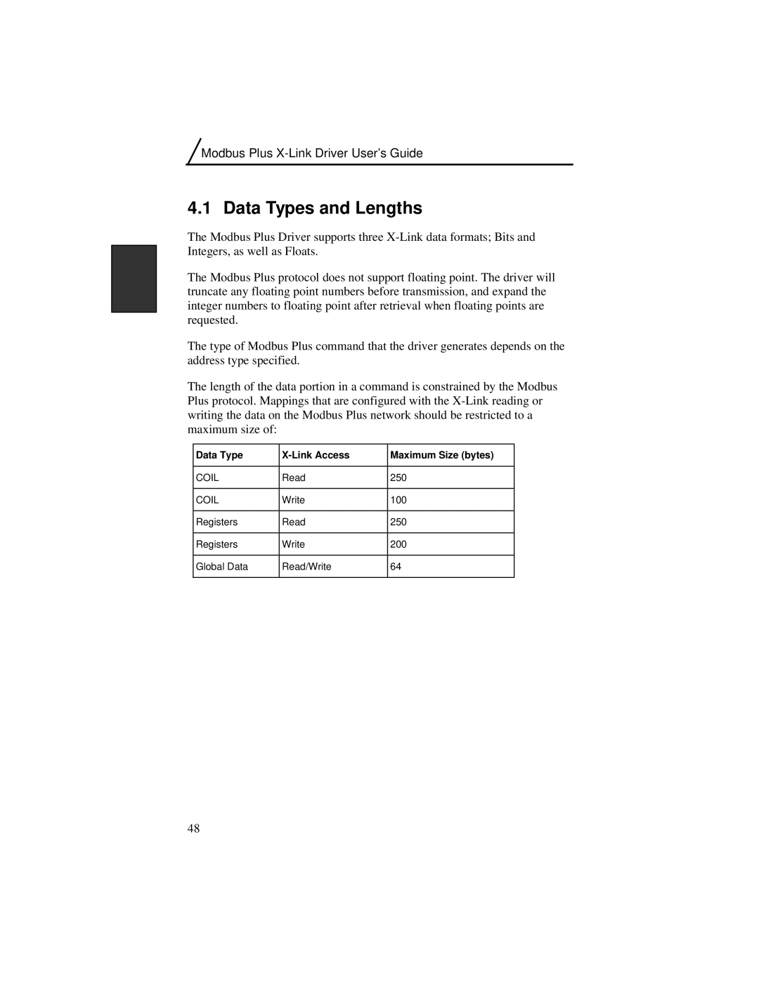 IBM Modbus Plus manual Data Types and Lengths 