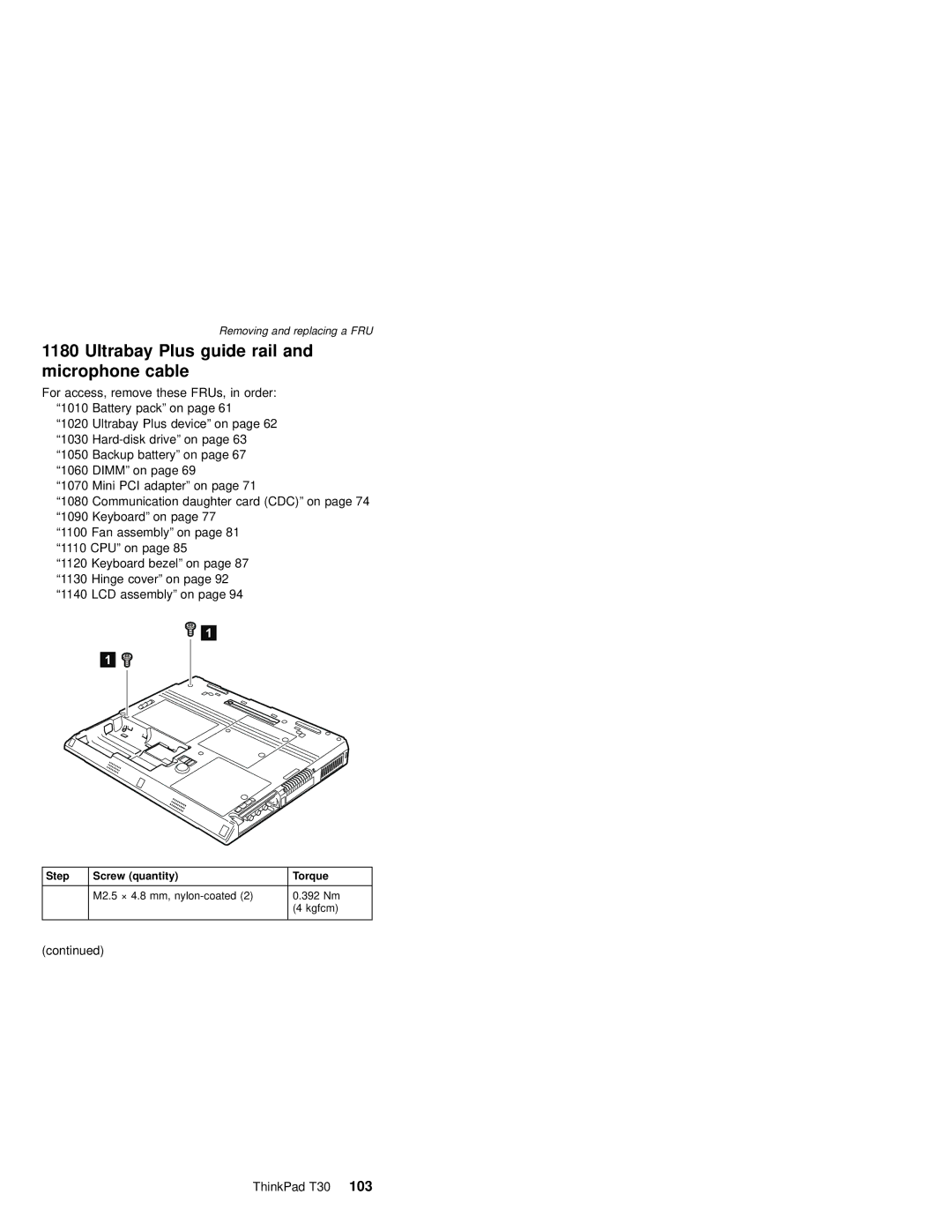 IBM MT 2367, MT 2366 manual Ultrabay Plus guide rail and microphone cable 