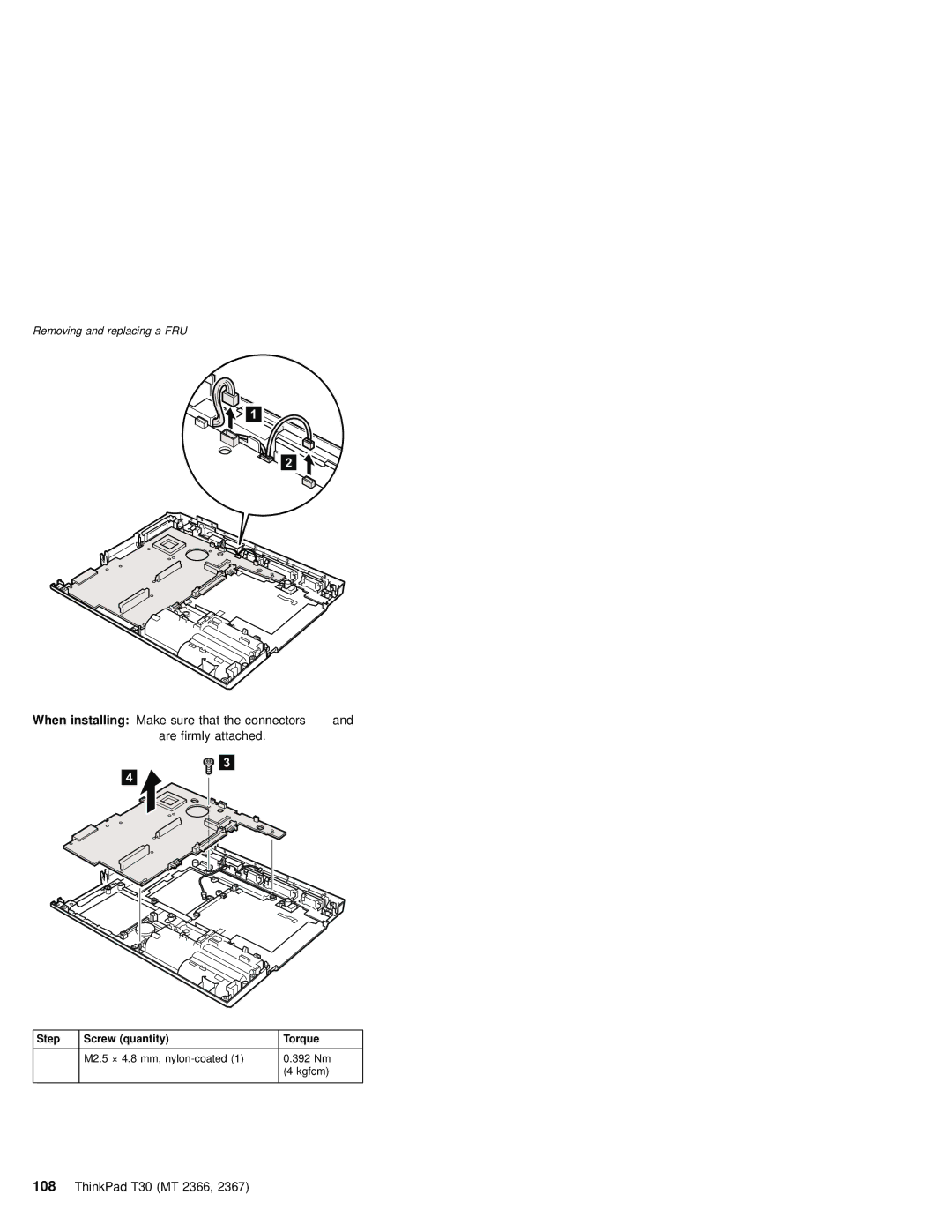 IBM MT 2366, MT 2367 manual Step Screw quantity Torque 